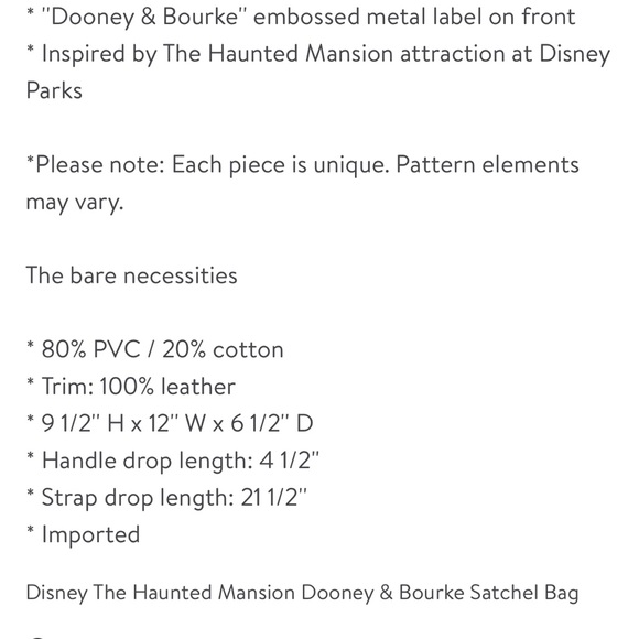 NWT Disney The Haunted Mansion Dooney & Burke Satchel Bag - Picture 7 of 7